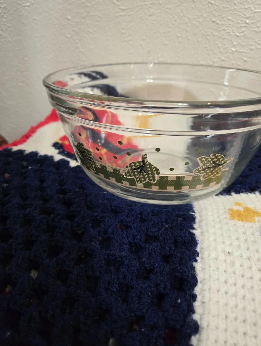 VTG Anchor Hocking Ovenware Glass Mix Bowls Grn Leaf 1.5Qt 2.5Qt Hosting Baking